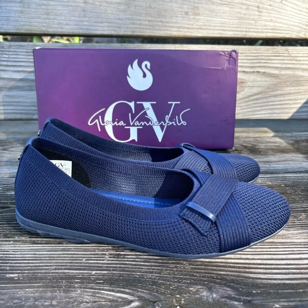 Gloria Vanderbilt womens Debbie slip on flats navy 8